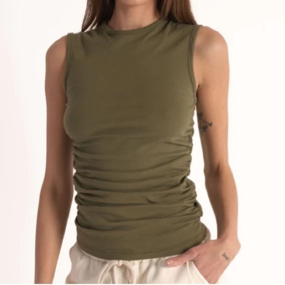 NWT n: Philanthropy Olive Green Ruched Buenos Tank Small